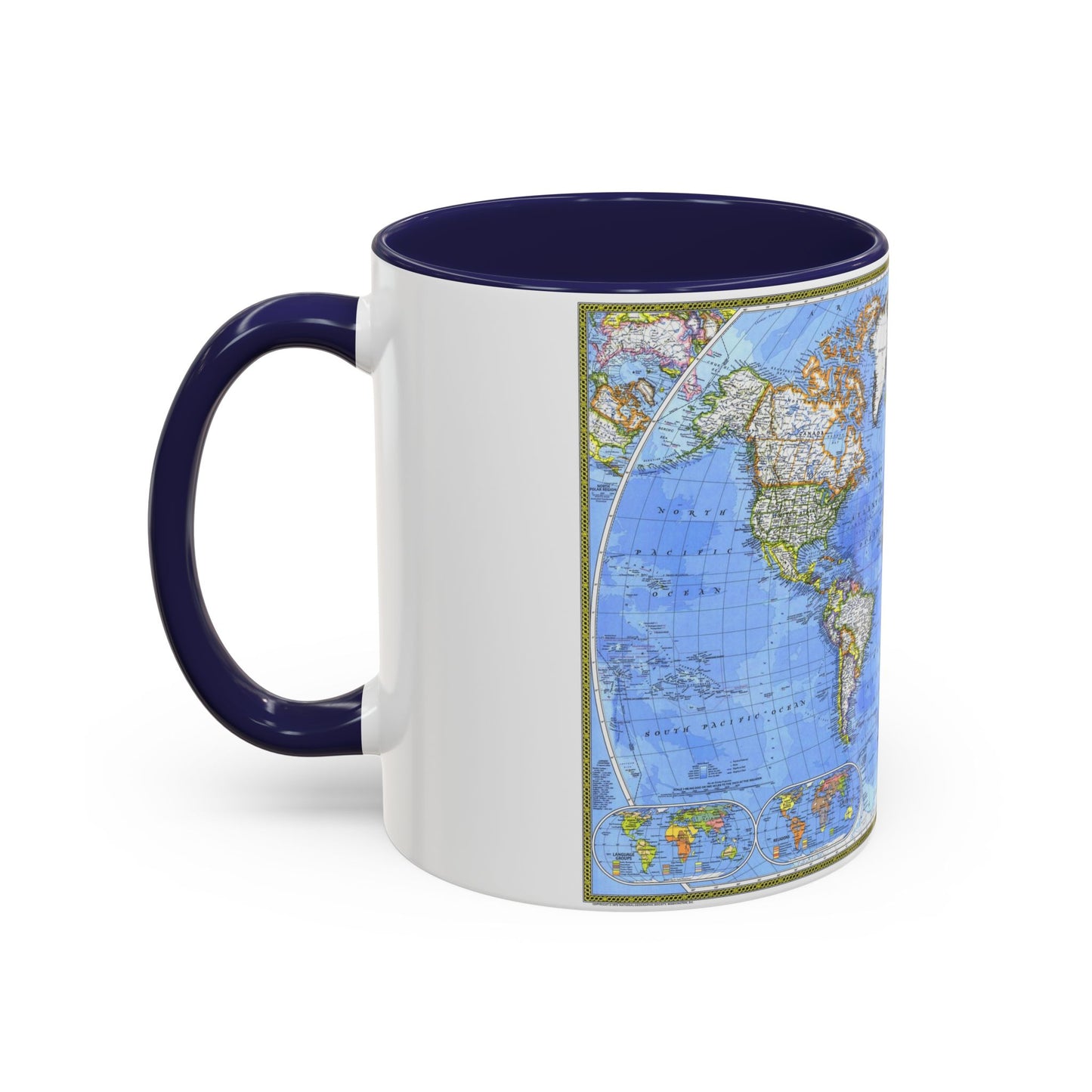 World Map - The Political World (1975) (Map) Accent Coffee Mug