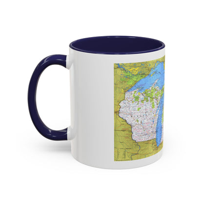 USA - Wisconsin, Michigan ,Great Lakes 1 (1973) (Map) Accent Coffee Mug