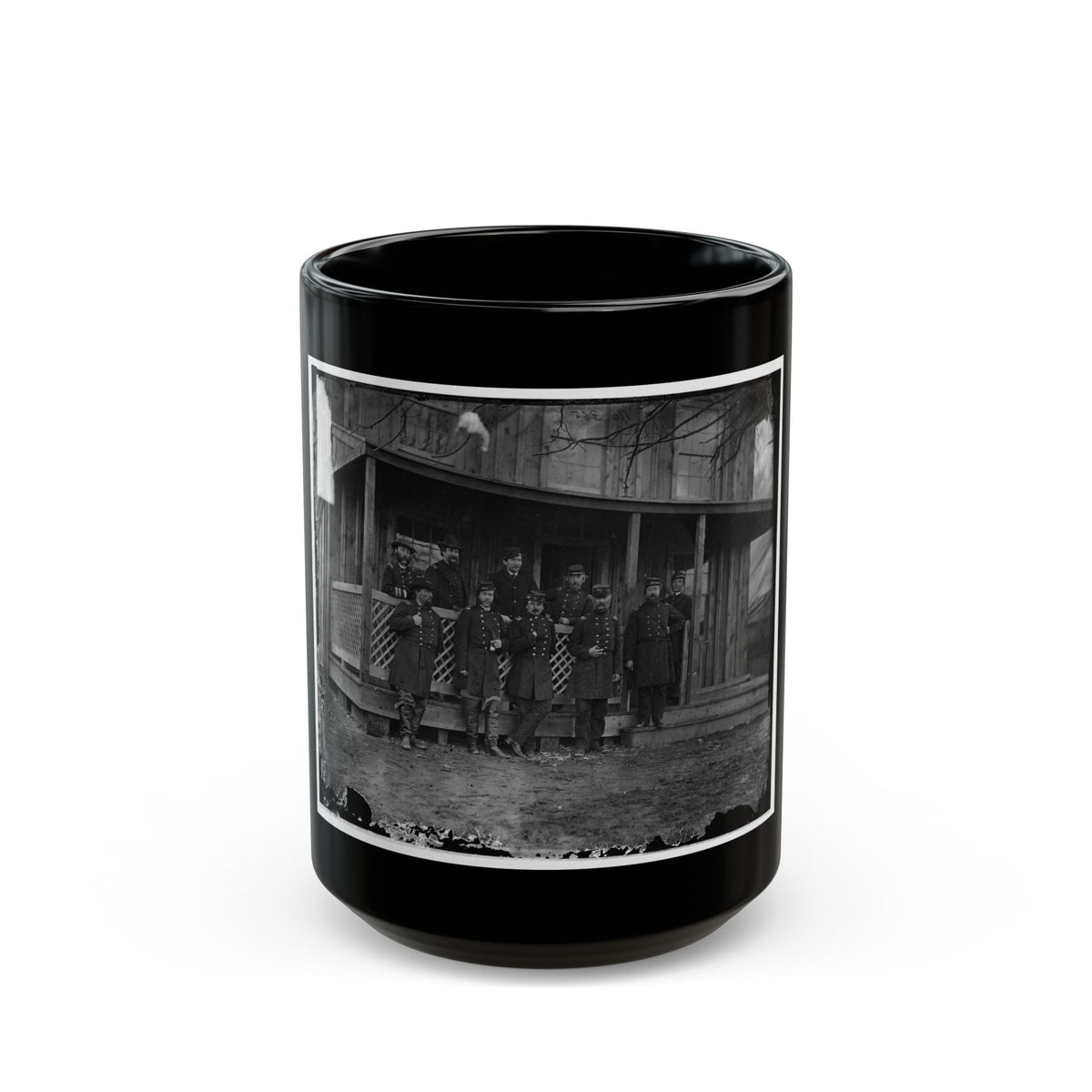 Aquia Creek, Virginia. Group Standing In Front Of Hospital (U.S. Civil War) Black Coffee Mug