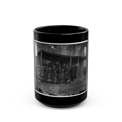 Aquia Creek, Virginia. Group Standing In Front Of Hospital (U.S. Civil War) Black Coffee Mug