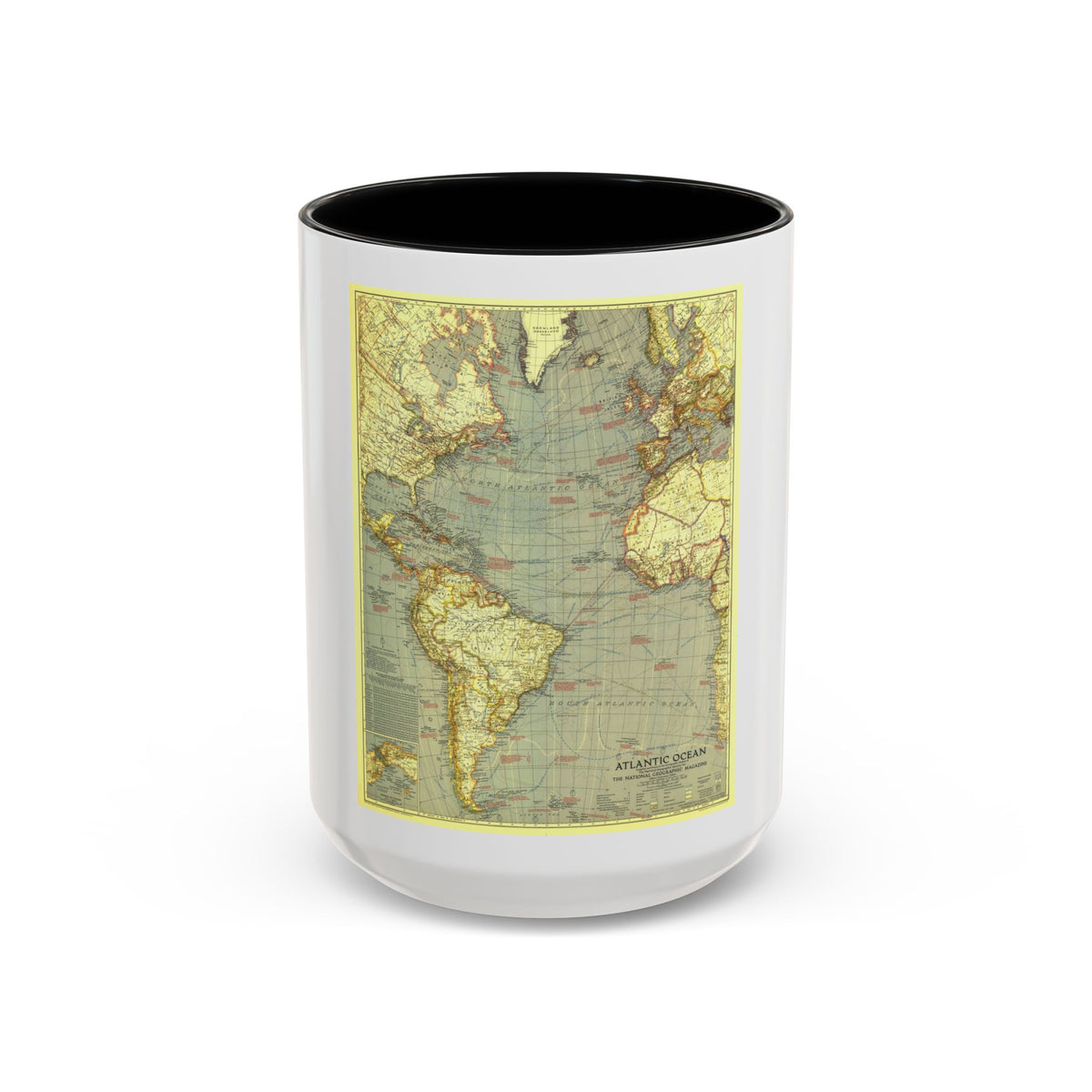 Atlantic Ocean (1939) (Map) Accent Coffee Mug