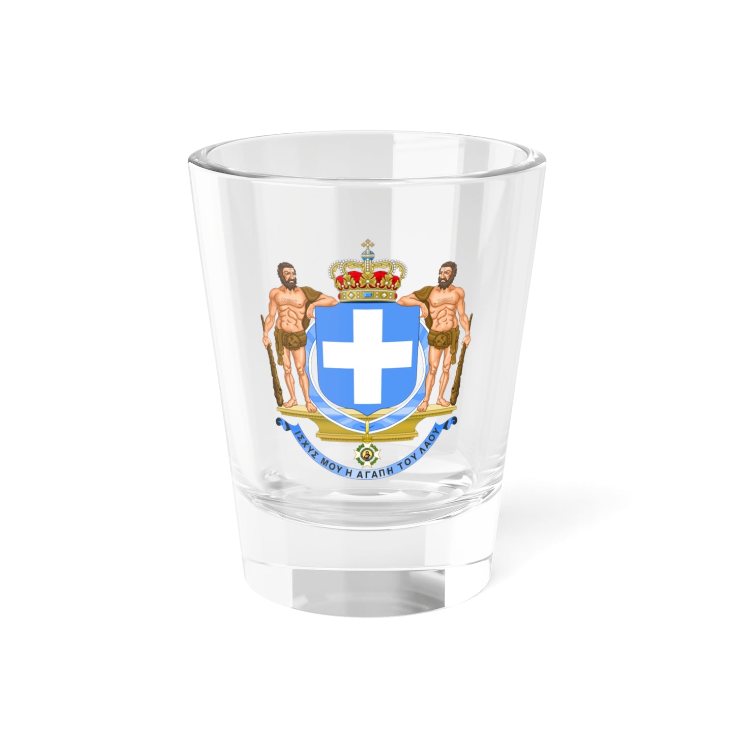 Coat of Arms of Greece (blue cross) - Shot Glass 1.5oz