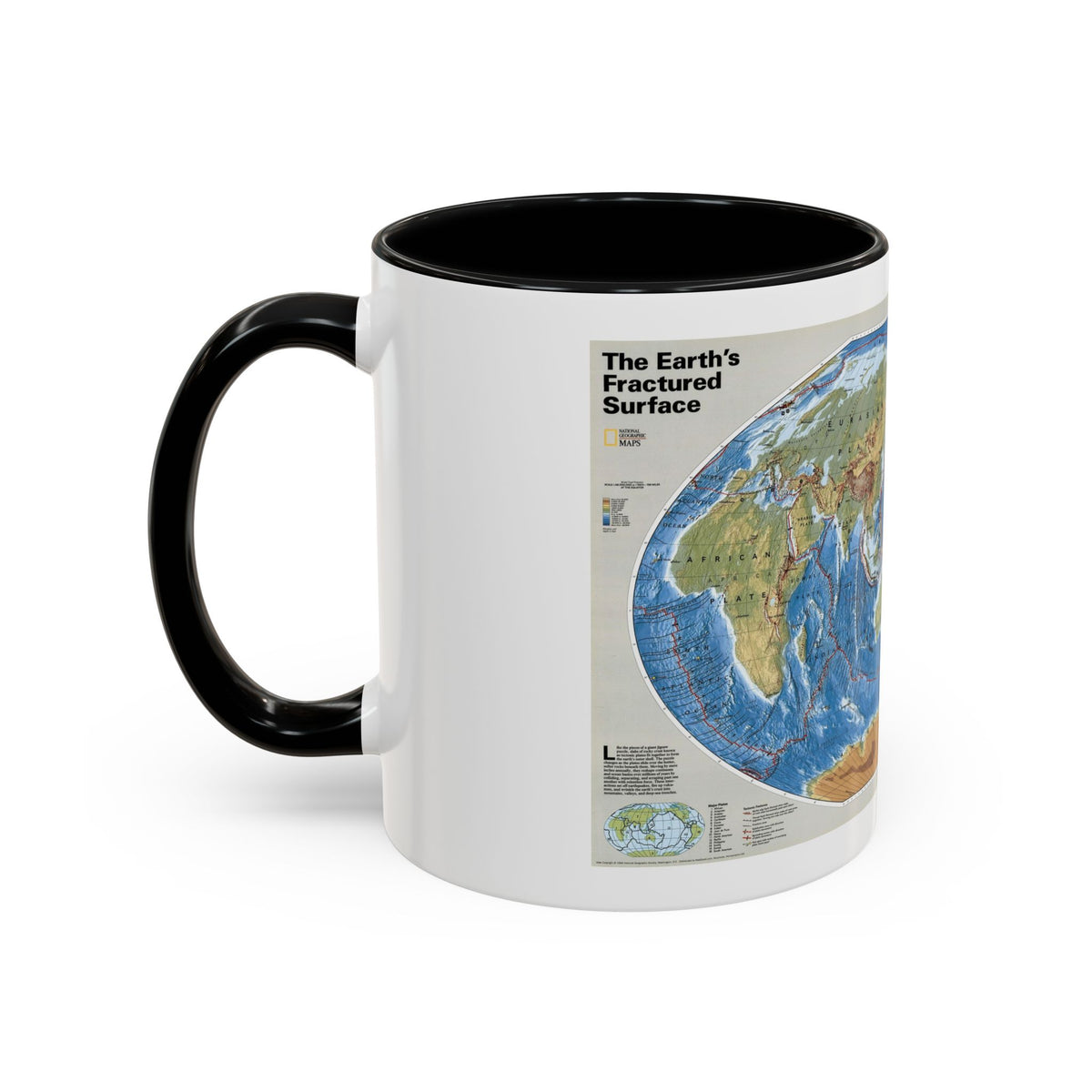 World Map - Tectonic Plates (1999) (Map) Accent Coffee Mug