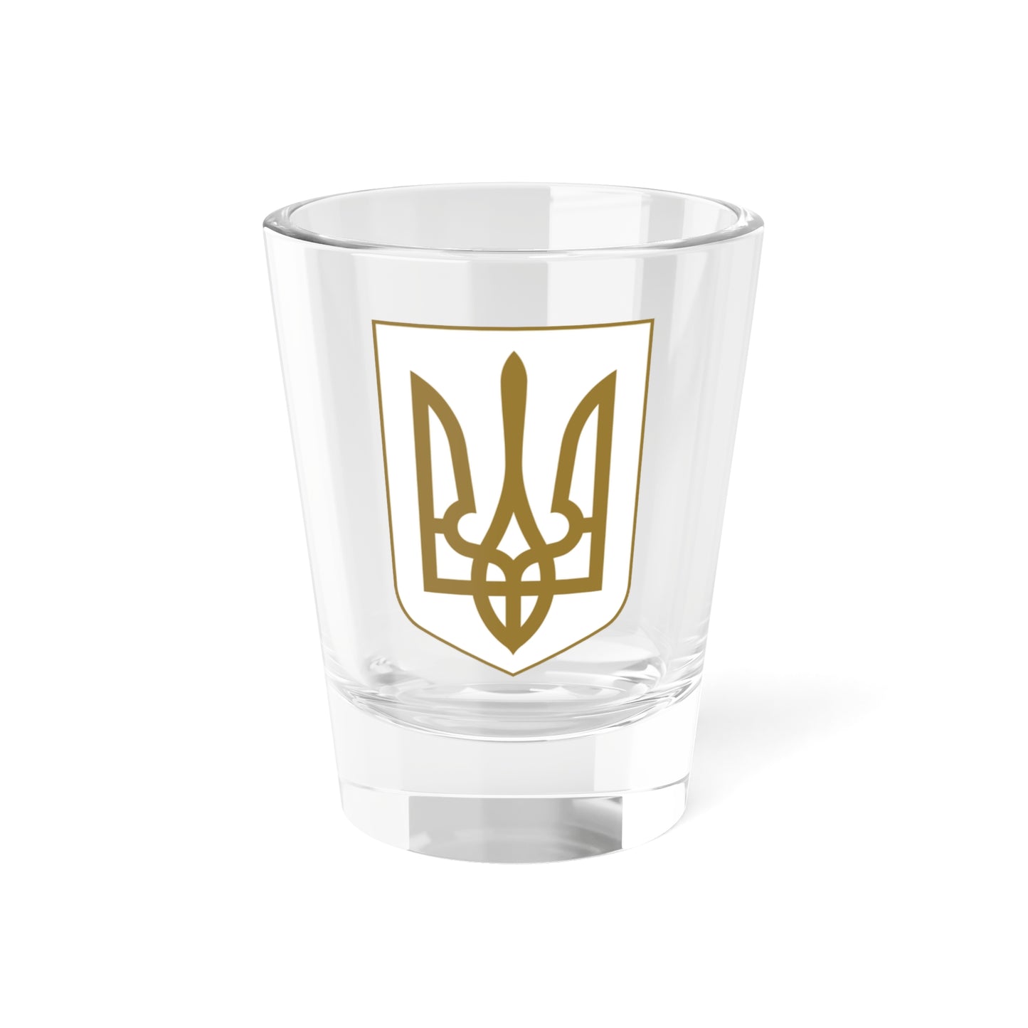 Lesser Coat of Arms of Ukraine gold (Ukraine) (Coat of Arms) Shot Glass 1.5oz