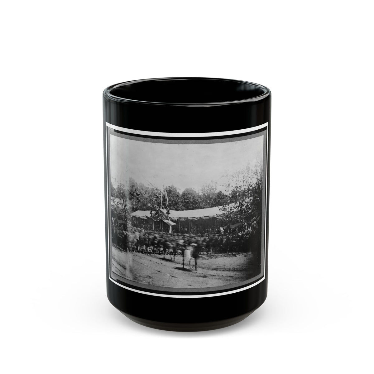 Mounted Cavalry Riding Past Reviewing Stand During The  Grand Review  Of The Union Army, Washington, D.C. (U.S. Civil War) Black Coffee Mug