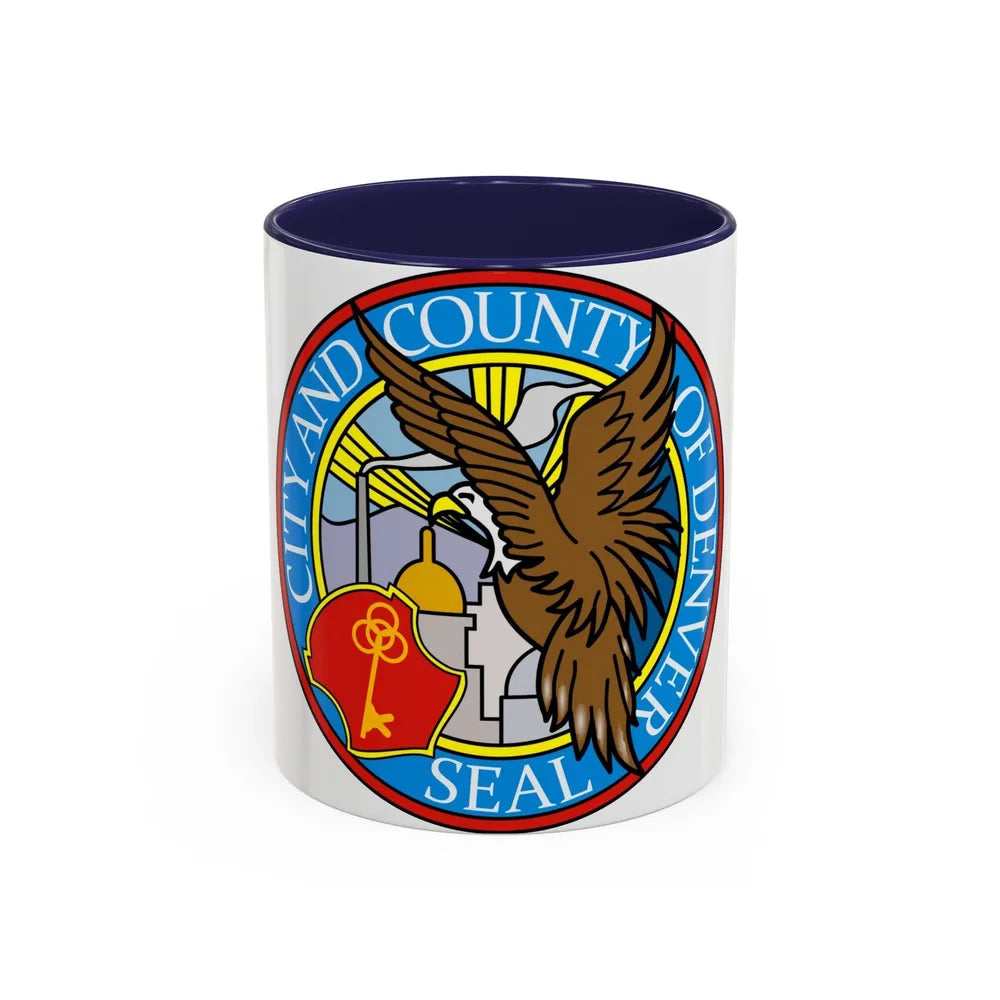 Seal of Denver - Accent Coffee Mug-11oz-Navy-Go Mug Yourself