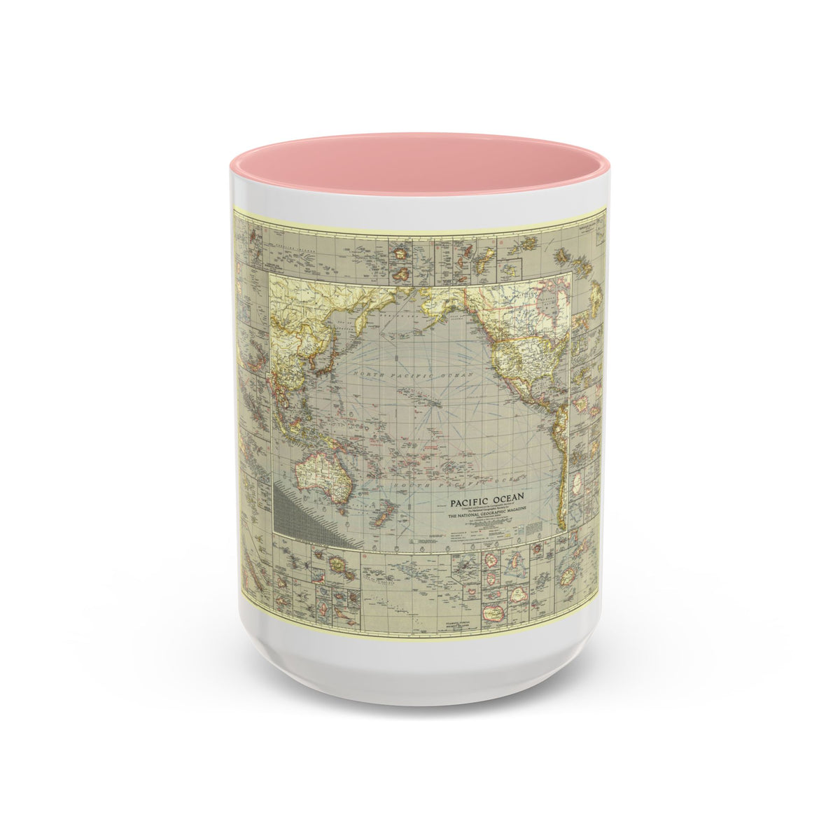 Pacific Ocean (1936) (Map) Accent Coffee Mug