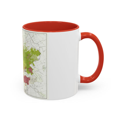 Europe & Adjoining Asia & Africa - The Races of (1919) (Map) Accent Coffee Mug