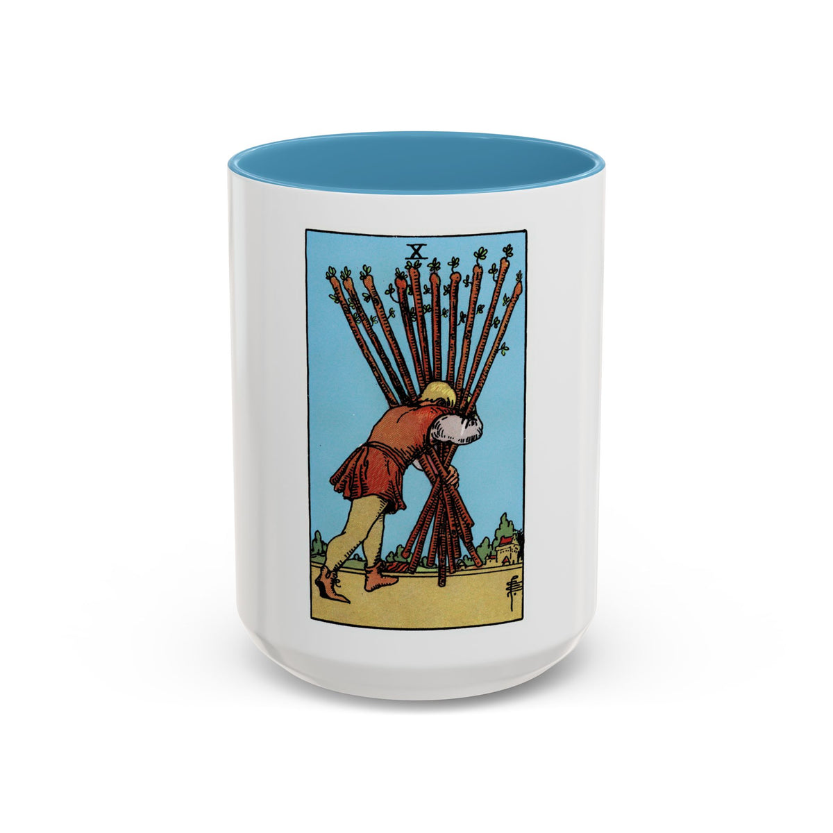 The 10 of Wands (Tarot Card) Accent Coffee Mug