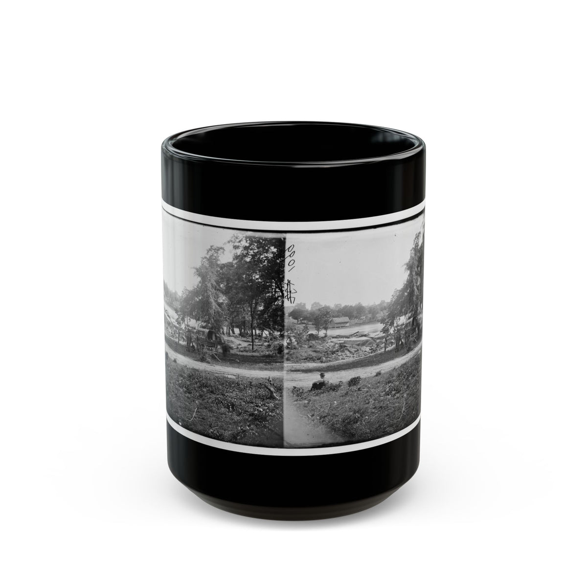 Petersburg, Virginia (Vicinity). View Of James River And Photographic Wagon Of Engineer Corps (U.S. Civil War) Black Coffee Mug