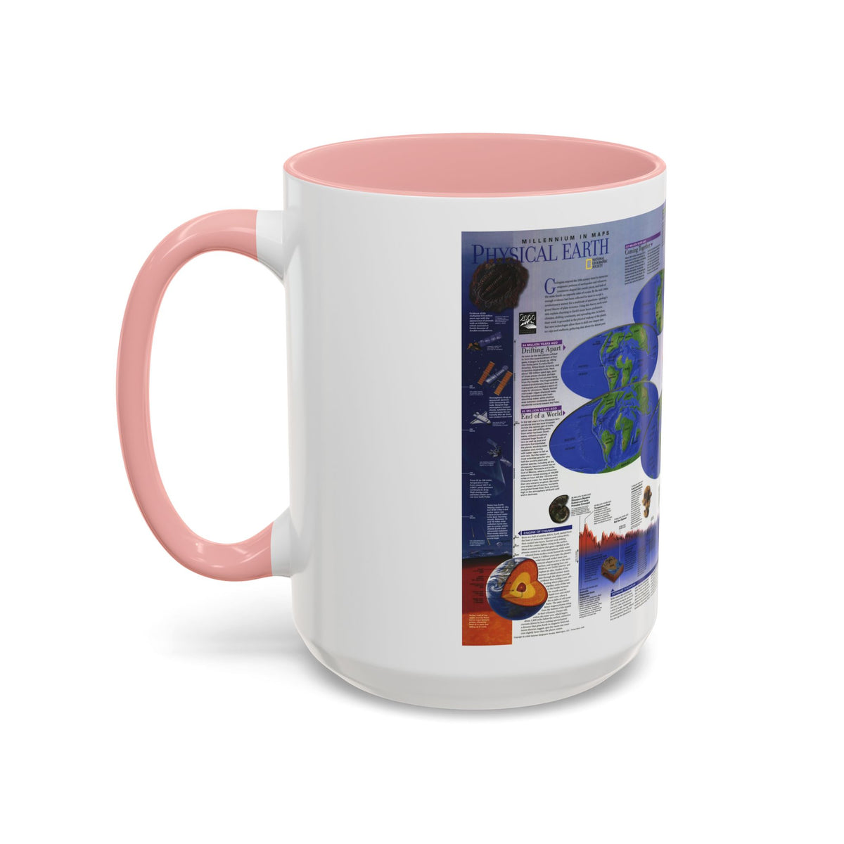 World Map - Physical Earth 2 (1998) (Map) Accent Coffee Mug