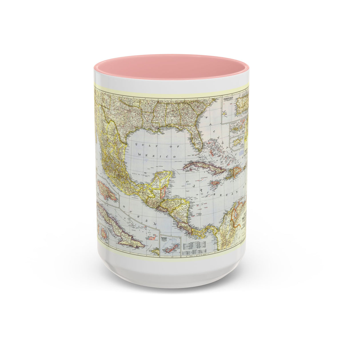 Central America - The Caribbean (1947) (Map) Accent Coffee Mug