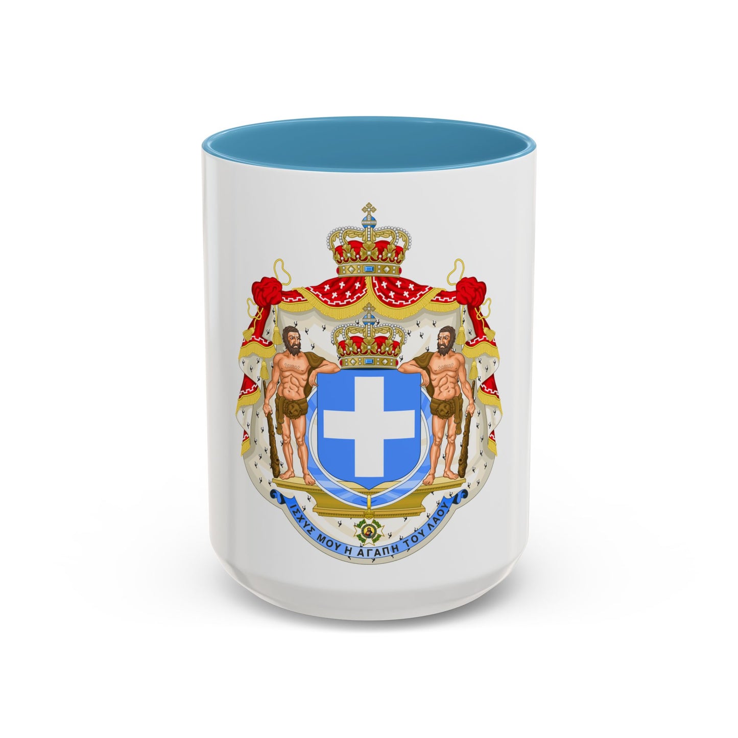 Royal Coat of Arms of Greece (blue cross) - Accent Coffee Mug