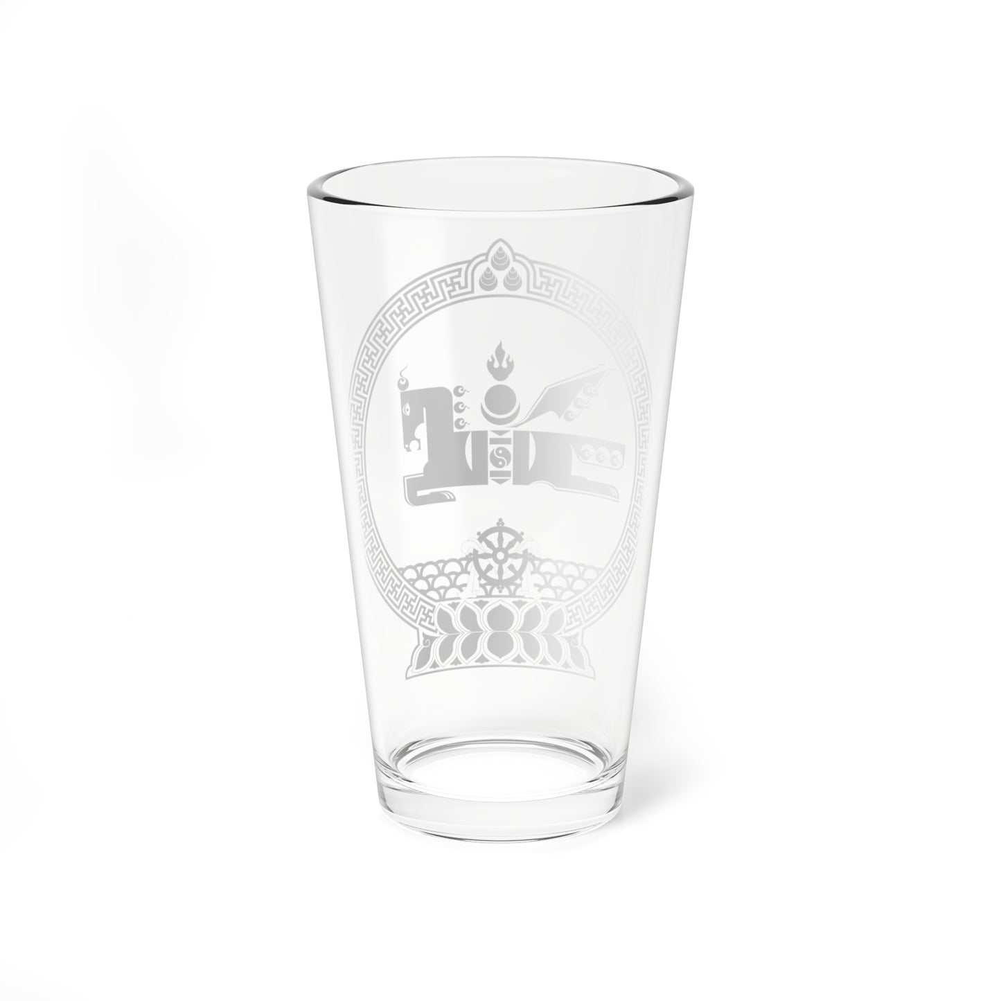 State emblem of Mongolia 1992 monochrome (Mongolia) (Coat of Arms) Pint Glass 16oz