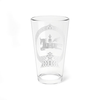 State emblem of Mongolia 1992 monochrome (Mongolia) (Coat of Arms) Pint Glass 16oz