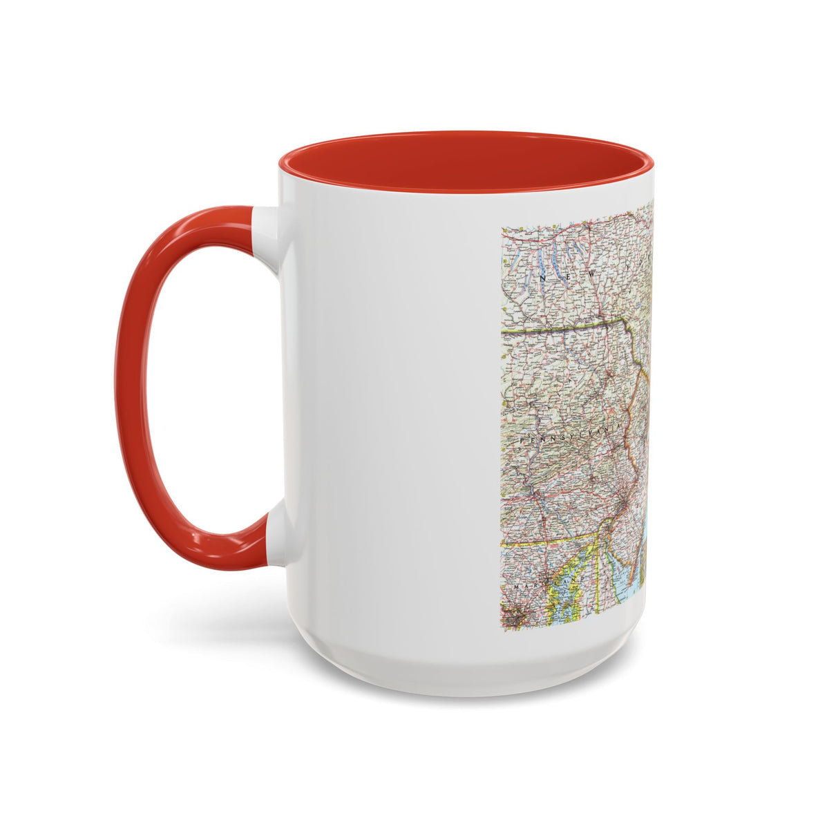 USA - Washington to Boston (1962) (Map) Accent Coffee Mug