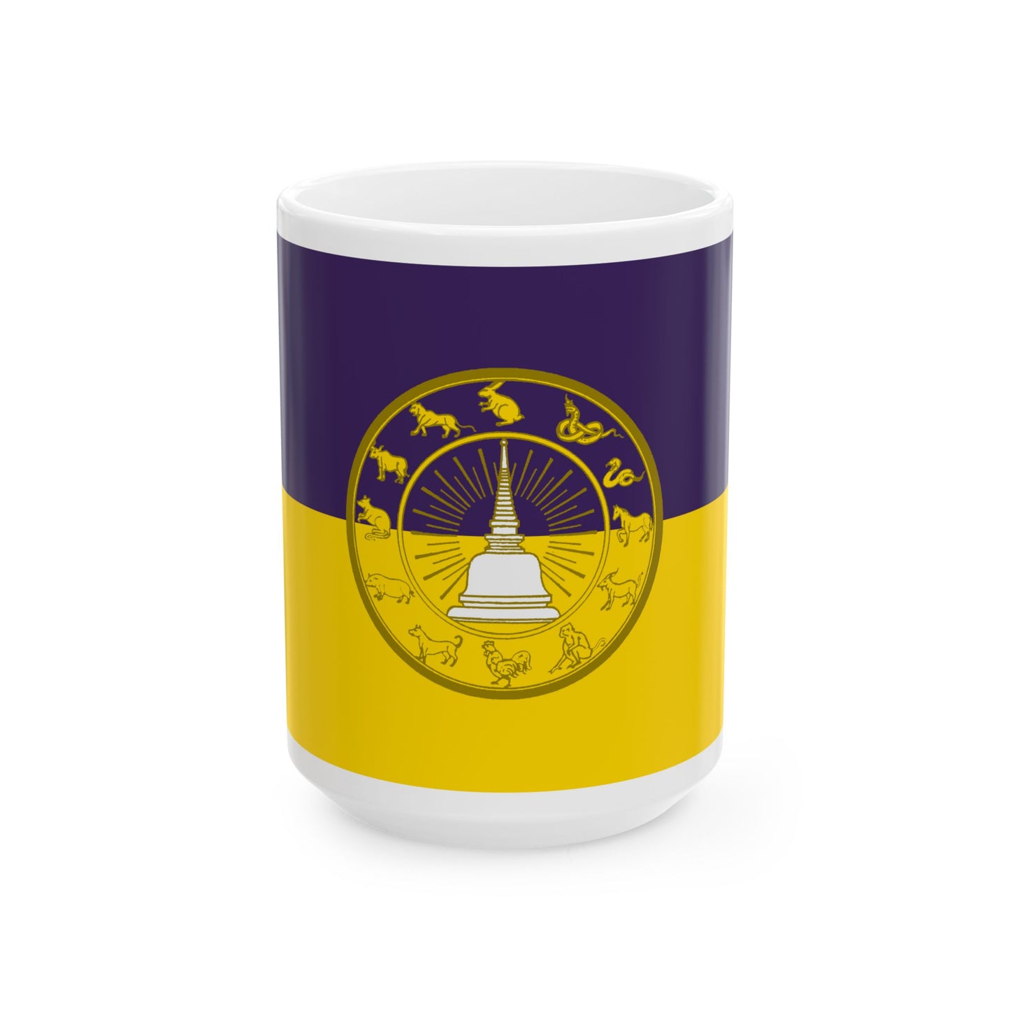 Flag of Nakhon Si Thammarat Province Thailand - White Coffee Mug-15oz-Go Mug Yourself