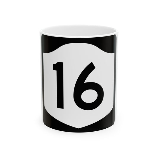 NY-16 (New York) (Road Sign) White Coffee Mug