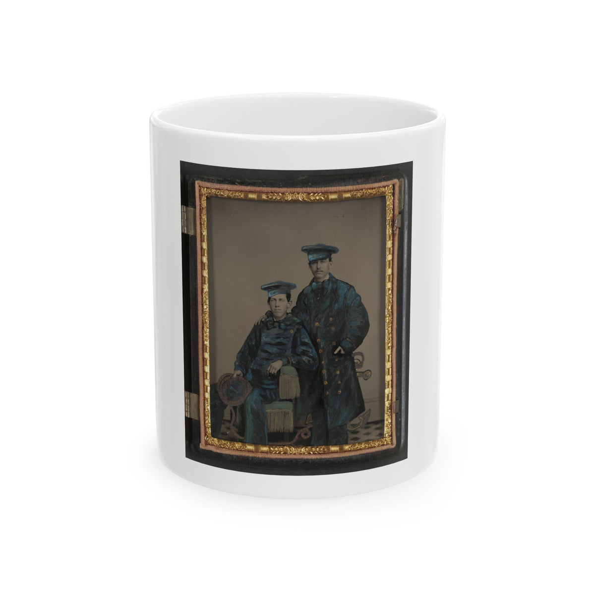 Two Unidentified Sailors In Union Uniforms With Rope And Anchor (U.S. Civil War) White Coffee Mug