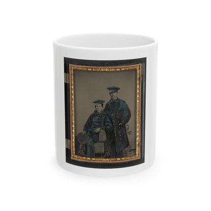 Two Unidentified Sailors In Union Uniforms With Rope And Anchor (U.S. Civil War) White Coffee Mug