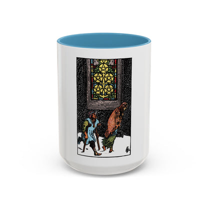 The 5 of Pentacles (Tarot Card) Accent Coffee Mug