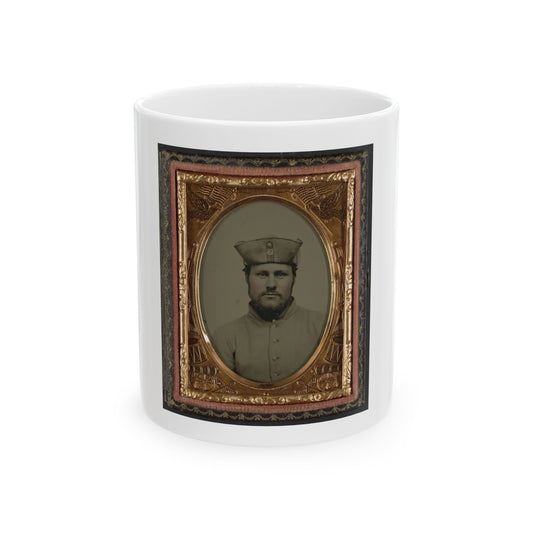 William W. Smith Of Company G And Company K, 4th Massachusetts Infantry Regiment In Uniform And Tricorn Hat (U.S. Civil War) White Coffee Mug
