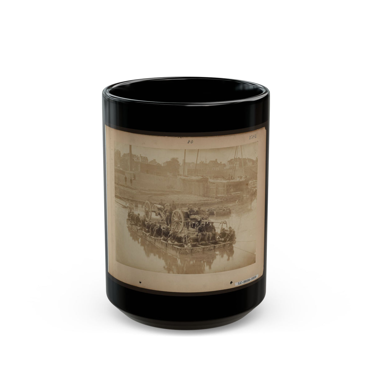 Raft Of Blanket Boats Ferrying Field Artillery And Men Over Potomac River (U.S. Civil War) Black Coffee Mug