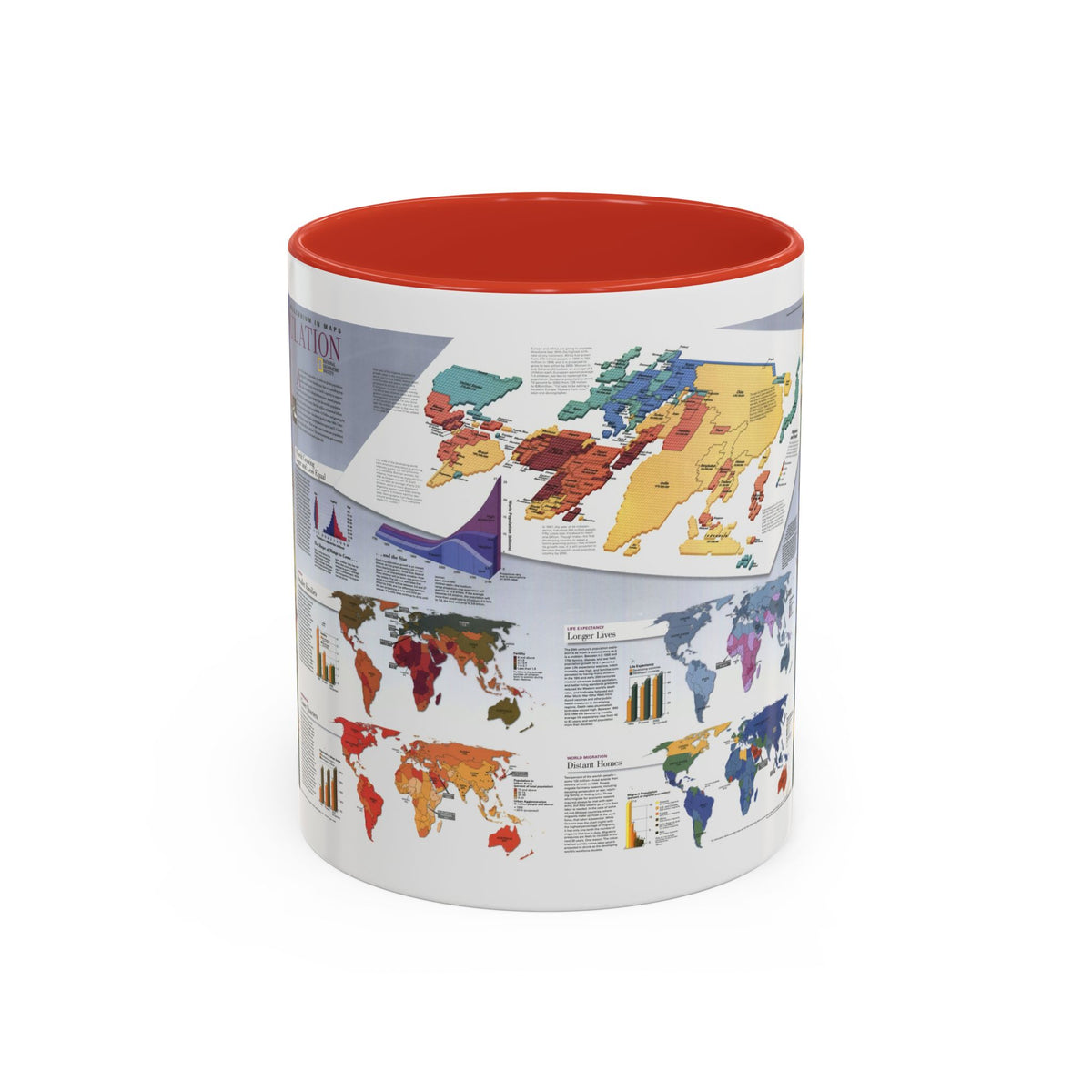 World Map - Population (1998) (Map) Accent Coffee Mug