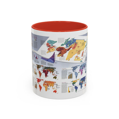 World Map - Population (1998) (Map) Accent Coffee Mug