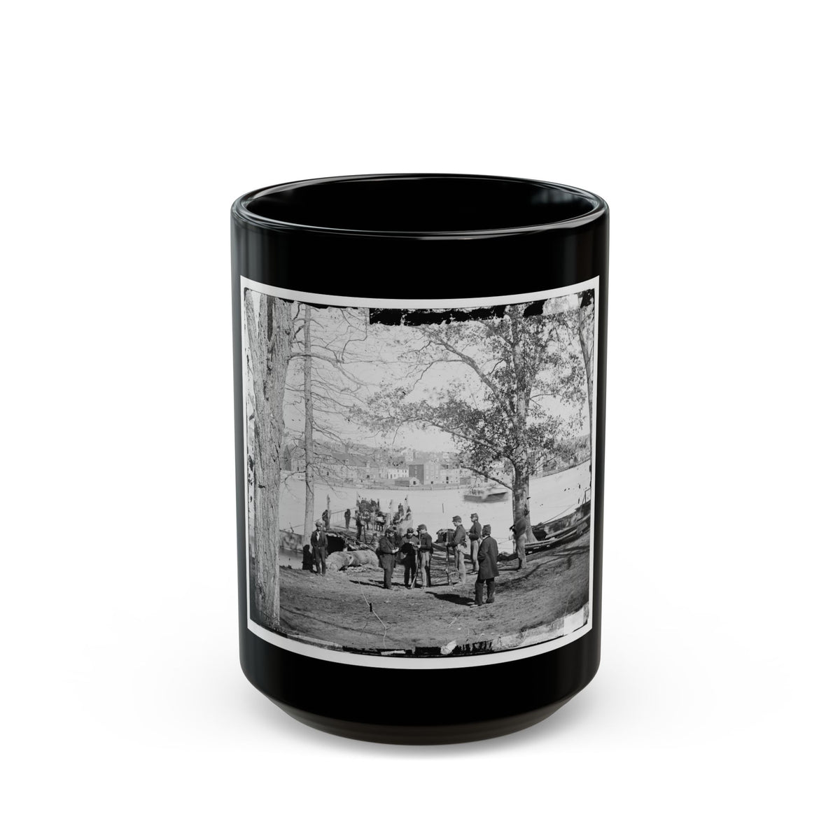 Washington, D.C. Guards At Ferry Landing On Mason's Island Examining A Pass (U.S. Civil War) Black Coffee Mug