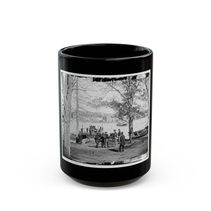 Washington, D.C. Guards At Ferry Landing On Mason's Island Examining A Pass (U.S. Civil War) Black Coffee Mug