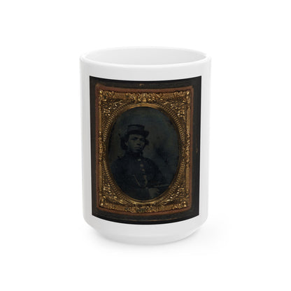 Black Soldier Seated With Pistol In Hand, Watch Chain In Pocket (U.S. Civil War) White Coffee Mug