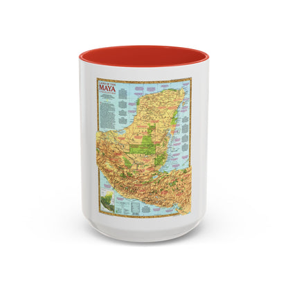North America - Land of the Maya, A Traveller's Map (1990) (Map) Accent Coffee Mug