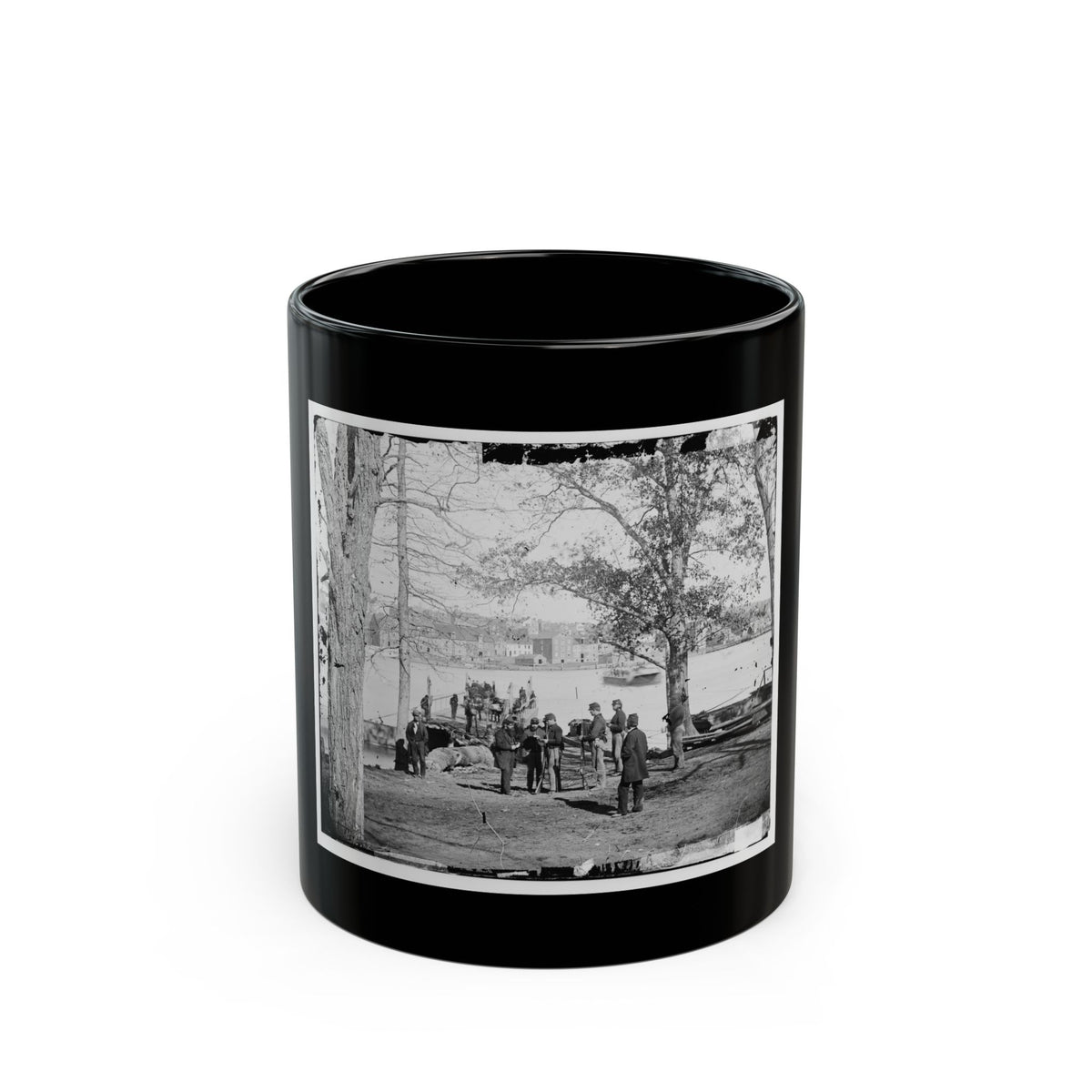 Washington, D.C. Guards At Ferry Landing On Mason's Island Examining A Pass (U.S. Civil War) Black Coffee Mug