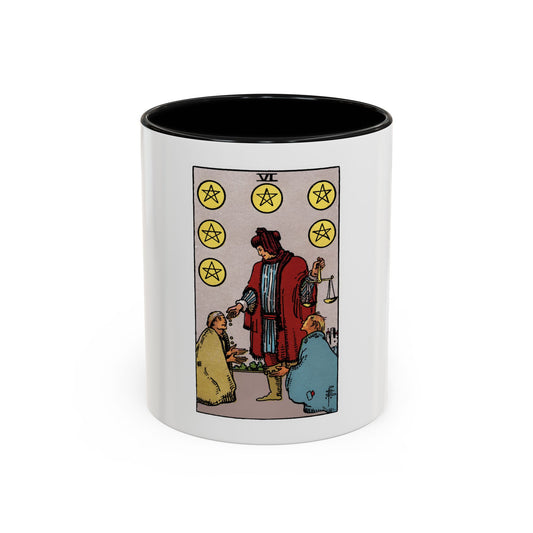 The 6 of Pentacles (Tarot Card) Accent Coffee Mug