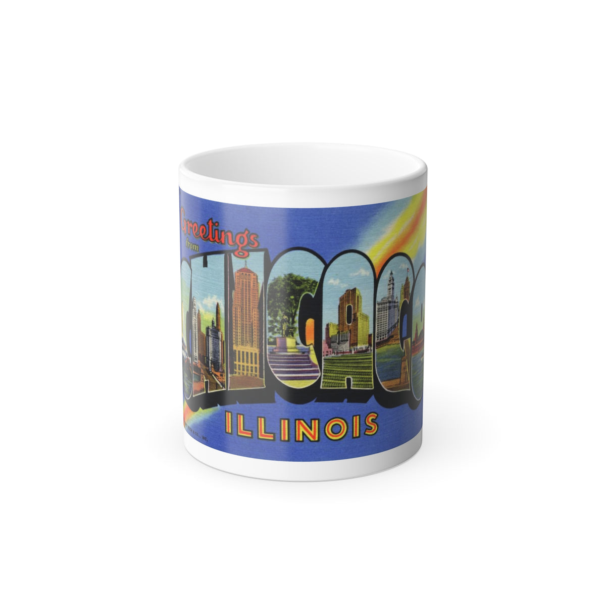 Greetings from Chicago Illinois (Greeting Postcards) Color Changing Mug 11oz