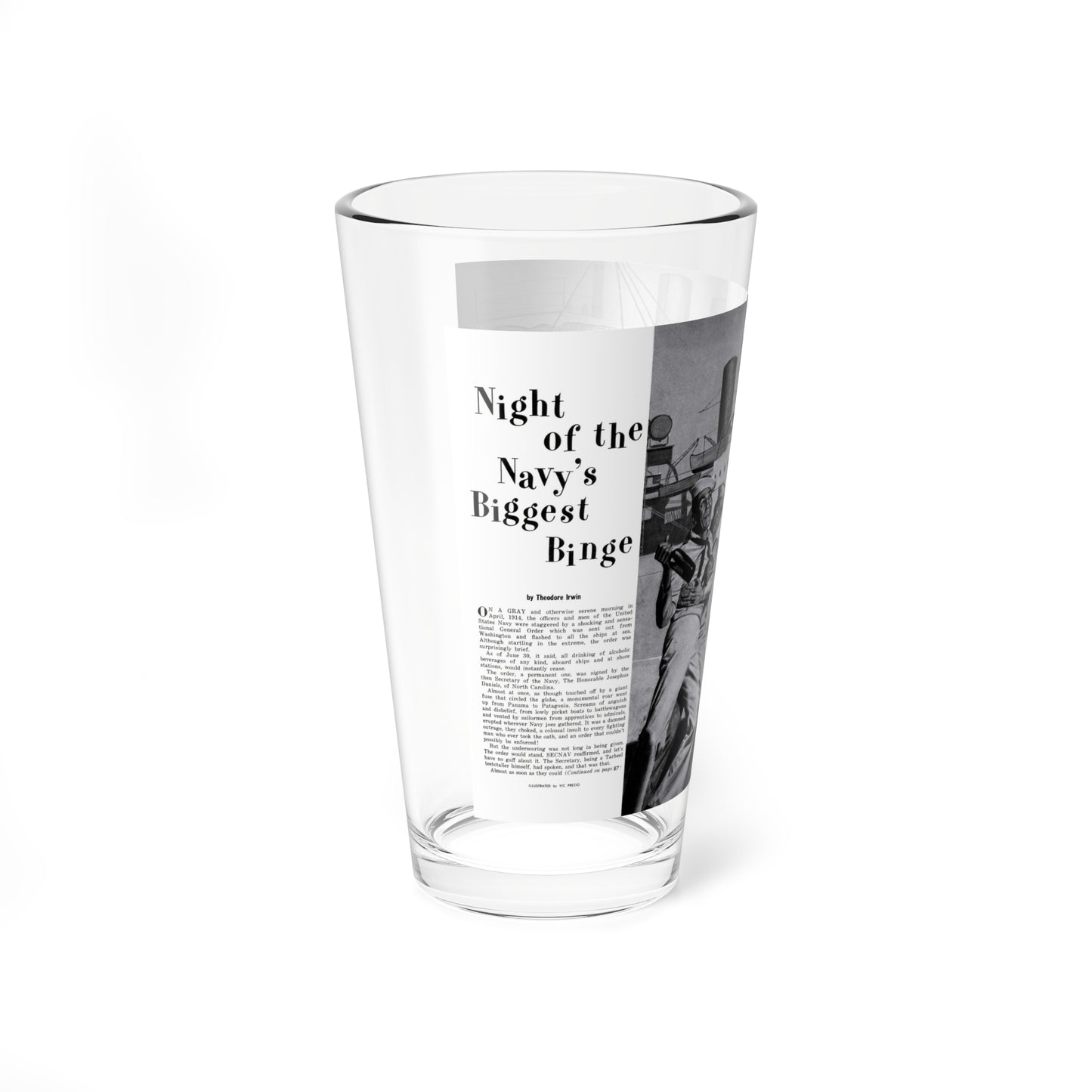 Night of the Navy's Biggest Binge, Bluebook for Men, October 1960 (Magazine Illustration) Pint Glass 16oz