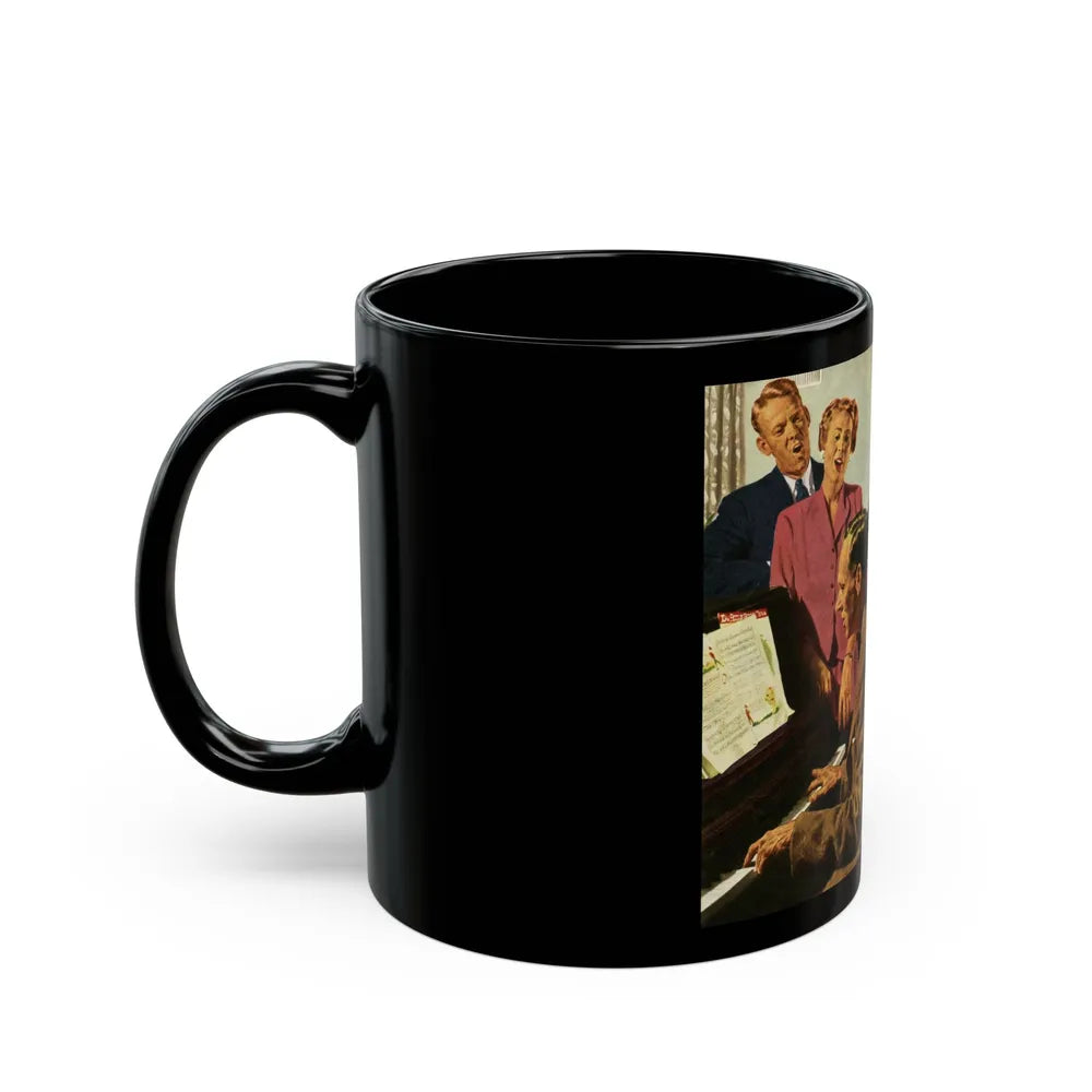 Cathered Around The Piano, 1949 - Black Coffee Mug-Go Mug Yourself