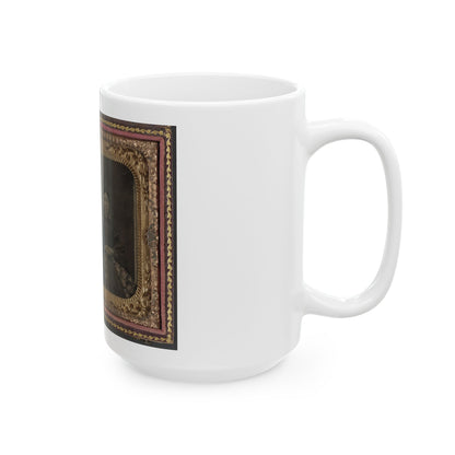 Unidentified Soldier In Confederate 1st Lieutenant's Uniform With Wife And Baby (U.S. Civil War) White Coffee Mug