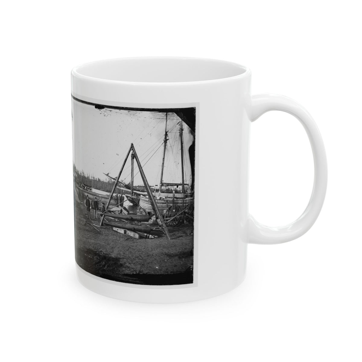 Broadway Landing, Va.  Tripod Artillery Swing By The Appomattox (U.S. Civil War) White Coffee Mug
