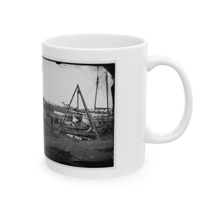 Broadway Landing, Va.  Tripod Artillery Swing By The Appomattox (U.S. Civil War) White Coffee Mug
