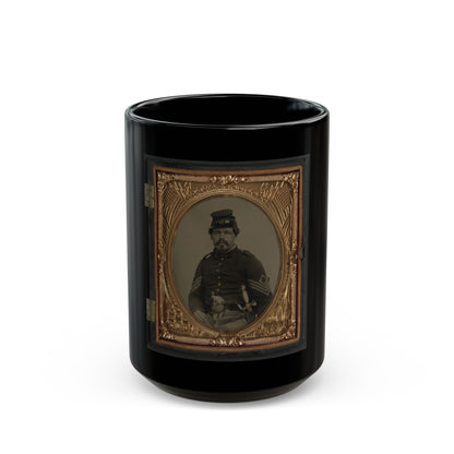 Unidentified Soldier In Union First Sergeant's Uniform With Militia Sword And Revolver (U.S. Civil War) Black Coffee Mug