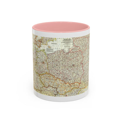 Poland and Czechoslovakia (1958) (Map) Accent Coffee Mug