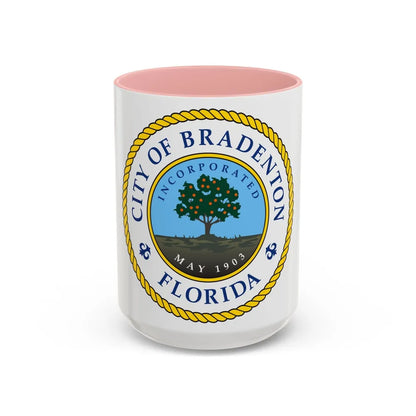 Seal of Bradenton Florida - Accent Coffee Mug-15oz-Pink-Go Mug Yourself