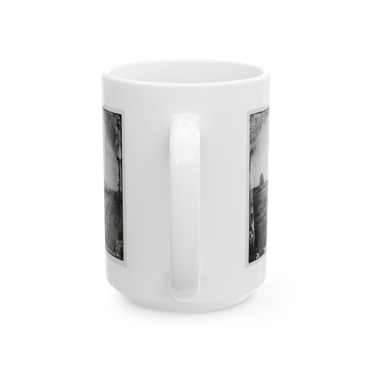 Manassas Junction, Va. Soldiers Beside Damaged Rolling Stock Of The Orange & Alexandria Railroad (U.S. Civil War) White Coffee Mug