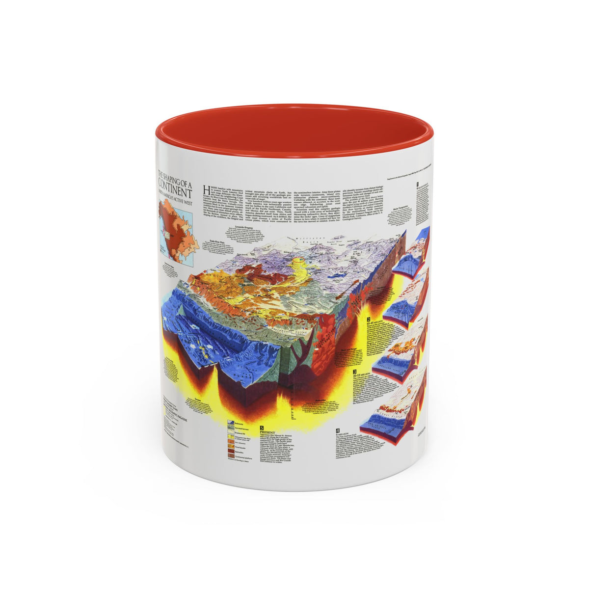 North America - The Shaping of a Continent (1985) (Map) Accent Coffee Mug