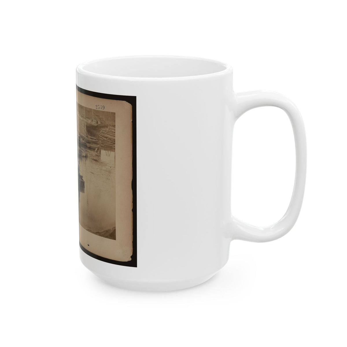 Military Construction In Northern Virginia  Raft Of Blanket Boats Ferrying Men And Timber Across The Potomac River (U.S. Civil War) White Coffee Mug