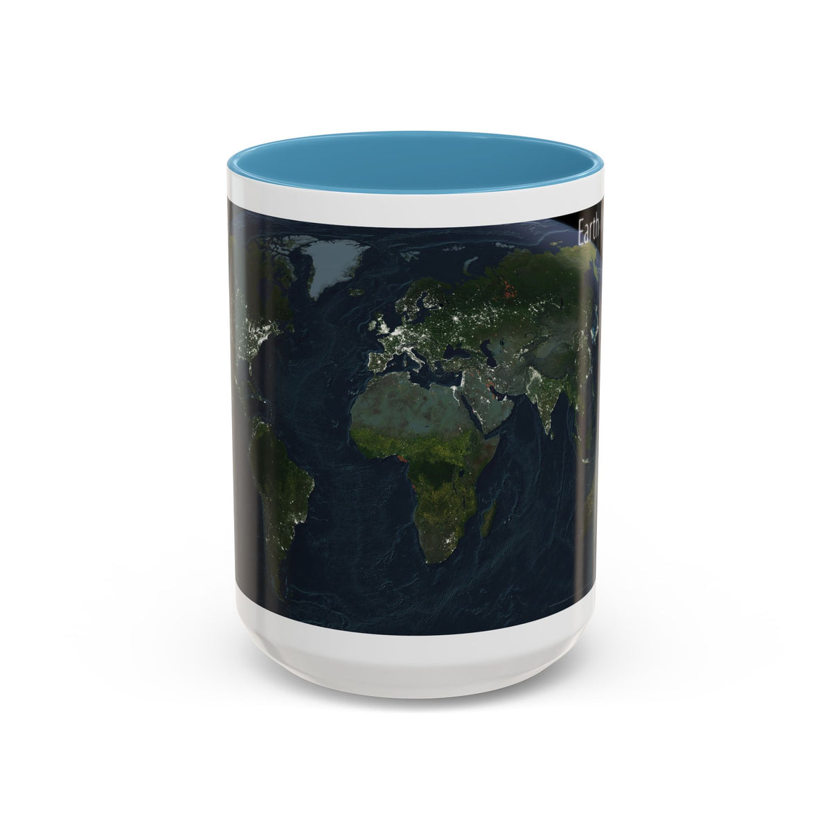 World Map - Earth at Night (2004) (Map) Accent Coffee Mug