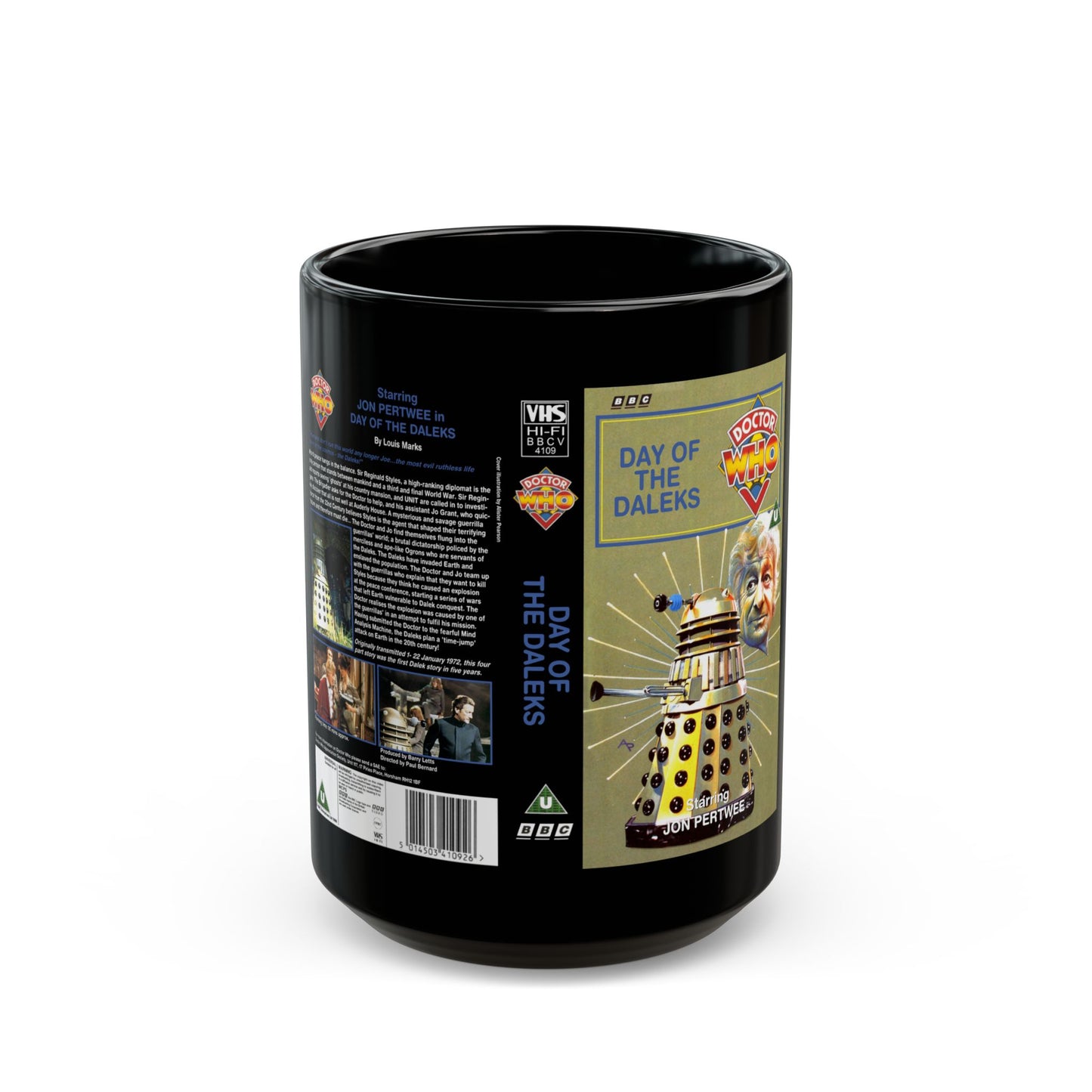DOCTOR SHOW DAY OF THE DALEKS (VHS COVER) - Black Coffee Mug