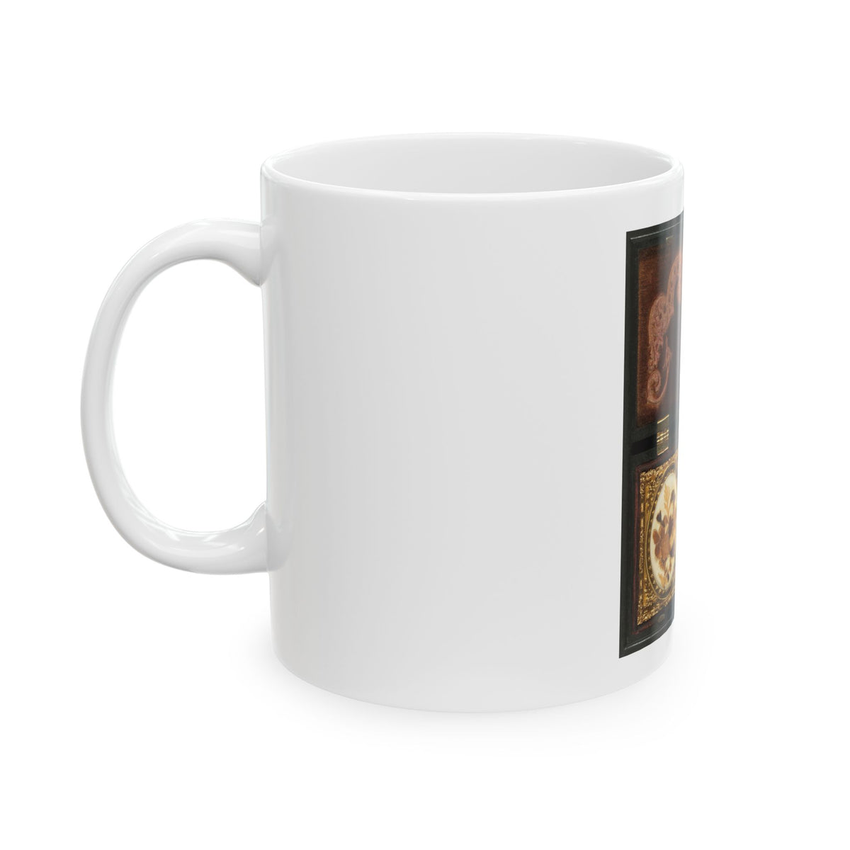 Ulysses S. Grant Of General Staff Regular Army Infantry Regiment; Dried Flowers In Frame On Left (U.S. Civil War) White Coffee Mug